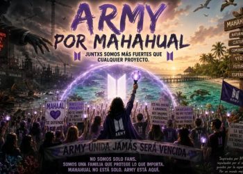 Crowd of Fans at a Rally for Mahauhal, Holding Signs and Banners; Central Figure Raises a Purple Glowing Orb Toward a Large Globe. - Capitanes Regios