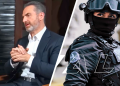 Split Image: a Man in a Dark Suit Speaking with Clasped Hands on the Left, and a Masked Special-forces Officer in Black Tactical Gear on the Right (patch Reads 'operaciones Especiales'). - Capitanes Regios