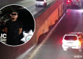 Nighttime Street Scene with a White Suv Near a Concrete Barrier; Circular Inset Shows a Man with Eyes Obscured Beside a Police Vehicle (security Footage). - Capitanes Regios