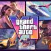 Collage of Gta Characters and Vehicles Surrounding the Grand Theft Auto Logo on a Colorful Backdrop, Showcasing Action Scenes and Sports Cars. - Capitanes Regios